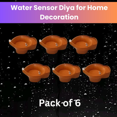 Frony Water Sensor Diya, LED Water Diyas for Diwali, Home & Office Décor Pack of 6E51 Plastic (Pack of 6) Table Diya Set(Height: 2 inch)