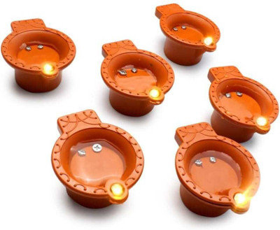 Rajwila Smart Water Sensor Diya – Automatic LED Decorative Light Plastic (Pack of 6) Table Diya Set(Height: 5 inch)