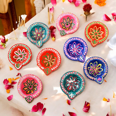 SOMUDEE Earthenware (Pack of 6) Table Diya Set(Height: 2.5 inch)