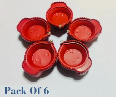 Jantrex 6 -Water Sensor Diya With Water Sensing Lights,Led Light Home Decor(Pack Of 12) Plastic (Pack of 6) Table Diya Set(Height: 3 inch)