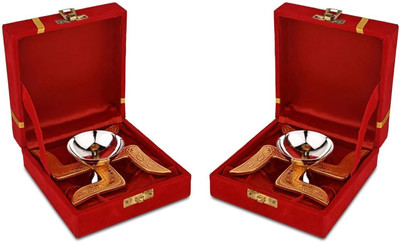 Tuesday Morning Brass Swastik Diya For Pooja Diwali Pooja Decorative Diya Akhand Diya For Pooja Brass (Pack of 2) Table Diya(Height: 4 inch)