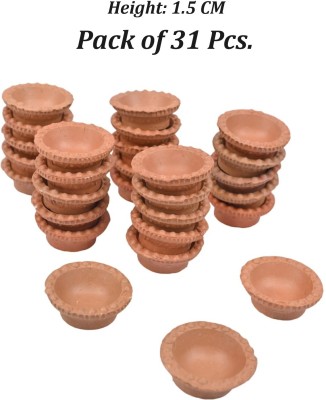 Om Phool Batti Natural Traditional Handmade Earthen Terracotta Clay Mitti ka Diya / Diyali Terracotta (Pack of 31) Table Diya(Height: 0.59 inch)