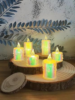 A S CRAFT HUB CRYSTAL LED TEALIGHT Crystal (Pack of 6) Table Diya(Height: 2 inch)