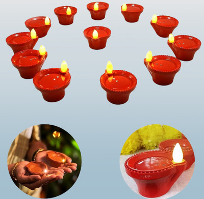 RK Creation Plastic (Pack of 12) Table Diya Set(Height: 2 inch)