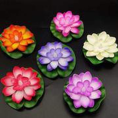 MEVLY FLOWER SHAPE WATER SENSOR FLOATING DIYAS Plastic (Pack of 6) Table Diya Set(Height: 1.5 inch)