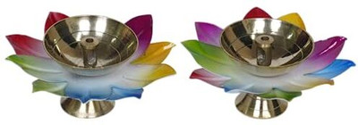 PujaSamadhaan Brass (Pack of 2) Table Diya Set(Height: 3 inch)
