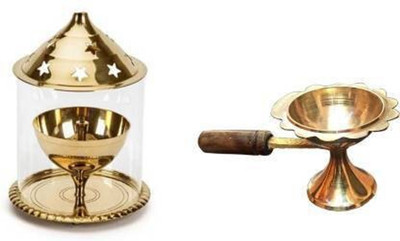 twilight Brass (Pack of 2) Table Diya(Height: 4 inch)