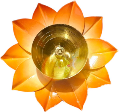 Shreeja Shilpcraft Lotus Deepak/Diya for Decoration Puja 4 inch Brass Table Diya Set(Height: 4 inch)