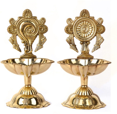 M F Decor Wala Brass (Pack of 2) Table Diya Set(Height: 3.5 inch)