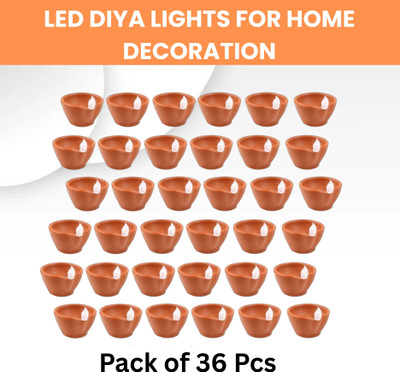 Guggu LED Water Diya, Water Sensor Diya for Diwali Festival Home & Office DécorZQ109 Plastic (Pack of 36) Table Diya Set(Height: 2 inch)