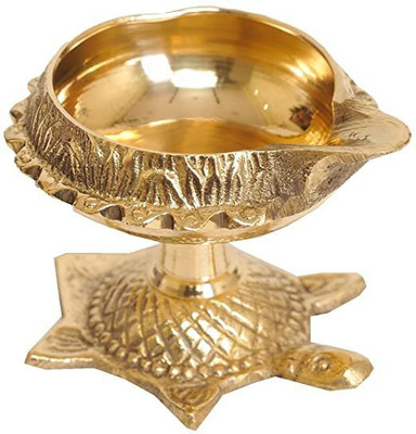 Fashion Bizz Brass Table Diya| Kachua Shaped Brass Diya| Decorative Brass Diya Set of 1 Pc Brass Table Diya(Height: 2.25 inch)