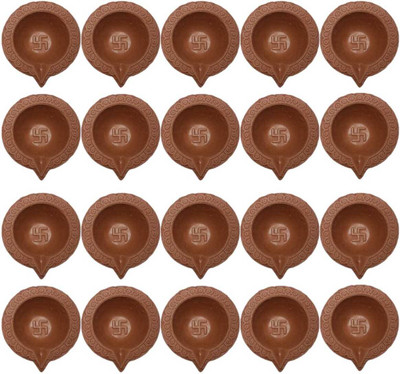 YEF Terracotta (Pack of 21) Table Diya(Height: 1 inch)