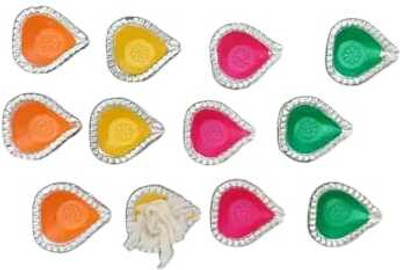 Signature Multicolour Mitti Handmade diyas Earthenware (Pack of 12) Table Diya Set(Height: 0 cm)