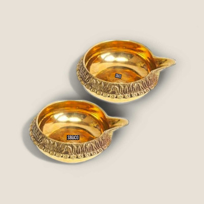 SBBCO Divine Edge Diwali Special Kuber Diya Set Brass (Pack of 2) Table Diya Set(Height: 1 inch)