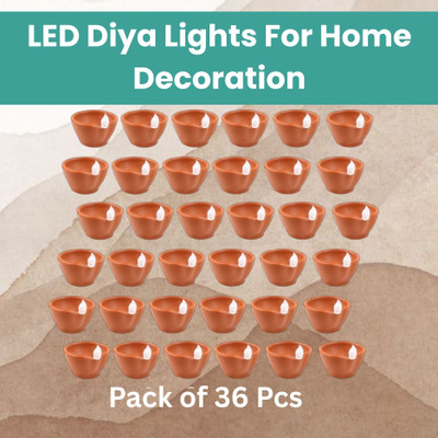 YAROH LED Water Diya, Water Sensor Diya for Diwali Festival Home & Office DécorZQ49 Plastic (Pack of 36) Table Diya Set(Height: 2 inch)