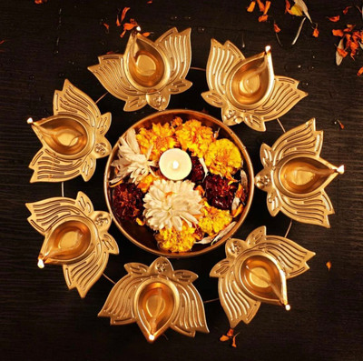 Shiv Iron Table Diya Set(Height: 10 inch)