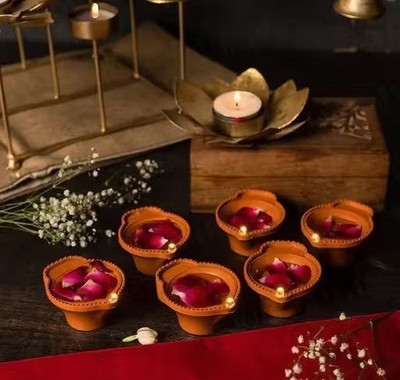 Raga Plus LED Water Sensor Diya Plastic (Pack of 30) Table Diya Set(Height: 1.3 inch)