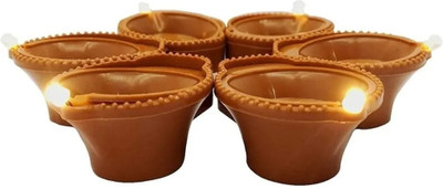 WunderVoX Water Sensor Eco-Friendly Led Diya-6Pcs Plastic (Pack of 6) Table Diya Set(Height: 1 inch)