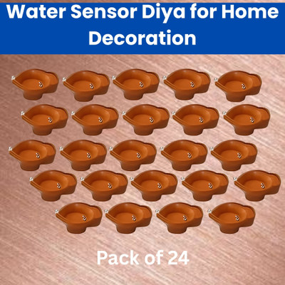 Guggu Water Sensor Diya, Electric LED Diyas for Diwali & Office Décor Pack of 24 E435 Plastic (Pack of 24) Table Diya Set(Height: 2 inch)