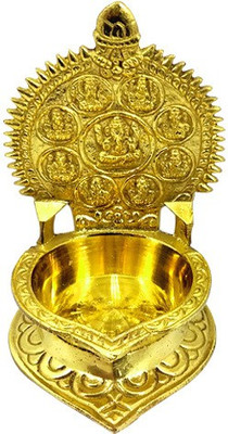SUBHEKSHANA Subhekshana Brass Astalaxmi Lamp For Home Puja (Set Of 1-12.5cm) Brass Table Diya(Height: 5 inch)
