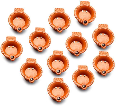 SUVIKSHA Water sensor diya | Plastic Light Diya | Led Diya Pack of 12 Plastic (Pack of 12) Table Diya Set(Height: 1.5 inch)