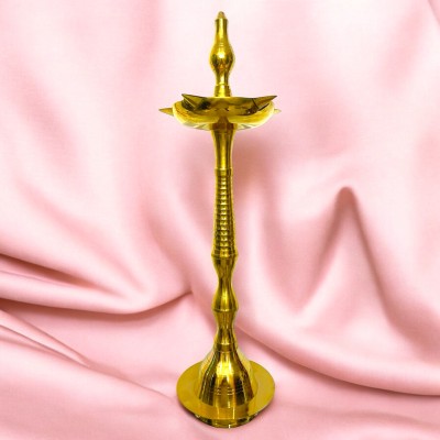 Obs Kerala Fancy Standing Lamp Diya Brass Table Diya(Height: 7 inch)