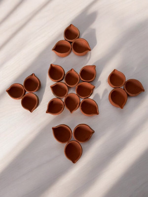 dada ji Traditional Handmade Mud Diya-HD060 Stoneware (Pack of 12) Table Diya Set(Height: 2 inch)