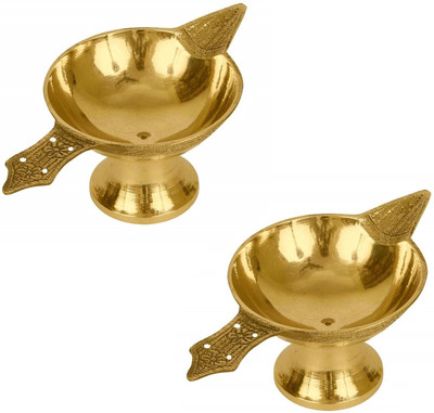ShubhBhakti Pack Of 2 Pcs Pure Brass Akhand Laxmi Deepak Pital Diya /Deepak for Arti Brass (Pack of 2) Table Diya(Height: 1.18 inch)