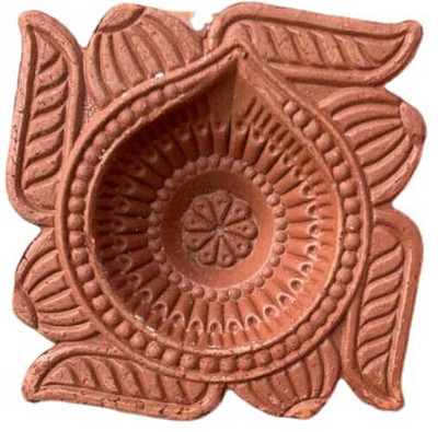 Signature Eco Friendly Swastik shape diya pack of 1 Earthenware Table Diya(Height: 1.5 inch)
