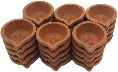 AtoZzone Terracotta (Pack of 50) Table Diya Set(Height: 1 inch)