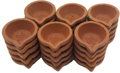 MG Tranding Clay/Terracotta Small Diya (5.8 cm x 5 cm x 2.1 cm, Set of 30) Terracotta (Pack of 30) Table Diya(Height: 1 inch)
