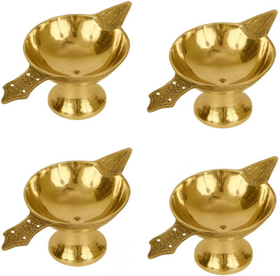 Stylewell Pack Of 4 Pcs Pure Brass Akhand Laxmi Deepak Pital Diya /Deepak for Arti Brass (Pack of 4) Table Diya(Height: 1.18 inch)