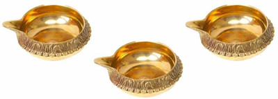 VIMIFORYOU VIMIFORYOU Brass Small Akhand Diya for Puja (5 cm) Set of 3 Brass (Pack of 3) Table Diya Set(Height: 1 inch)
