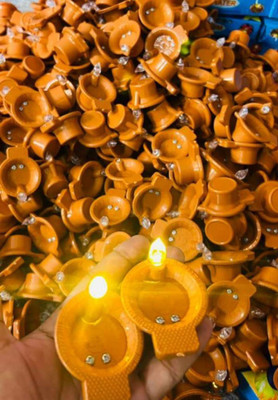 NKKL Traditional LED Water Diya Sensor ,Temple ,Office ,Home ,Diwali Decoration 206 Plastic (Pack of 12) Table Diya Set(Height: 3 inch)