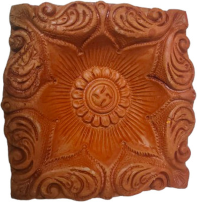 BSClayWorks Earthenware, Terracotta (Pack of 2) Table Diya(Height: 2 inch)