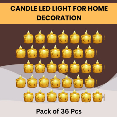 Frony LED Candle Lights, LED Flameless Crystal Tea Candles Light For Diwali DécorZE390 Plastic (Pack of 36) Table Diya Set(Height: 2 inch)