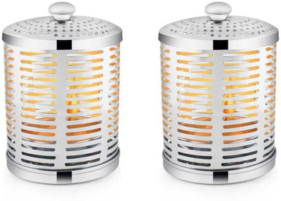 Preram Preram Steel Diya Akhand Jyot Style 2PCS Stainless Steel (Pack of 2) Table Diya Set(Height: 11 inch)