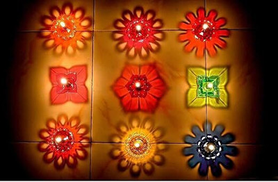 Jiyan Enterprise 3D Reflection Multicolor Reusable Panti Diya Plastic (Pack of 24) Table Diya Set(Height: 1.5 inch)