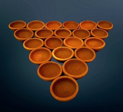 styam Earthenware (Pack of 25) Table Diya Set(Height: 1 inch)