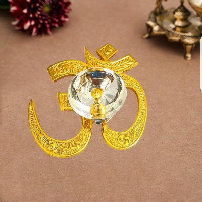Nivrutti Om Brass Velvet Gift Hamper l Royal Temple Puja Decorative Set MH90 Brass Table Diya(Height: 2 inch)