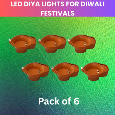 Clairbell Water Sensor Diya, LED Water Diyas for Diwali, Home & Office Décor Pack of 6E153 Plastic (Pack of 6) Table Diya Set(Height: 2 inch)