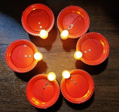 SHIVTRADRE Water Sensor LED Light Diyas Pack of 12 Plastic (Pack of 6) Table Diya Set(Height: 11 inch)