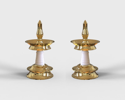 ASDesignImpex Brass (Pack of 2) Table Diya(Height: 4 inch)