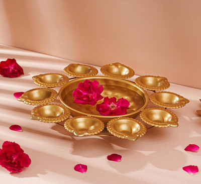 MSK Home Decorative Diya Metal Urli Best For Diwali Iron Table Diya Set(Height: 2 inch)