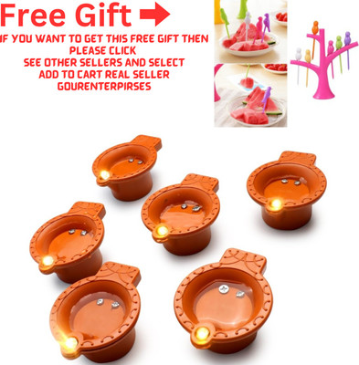 ZURU BUNCH LED Diya with Water Sensor Battery Powered For Temple Office/Home Decoration PTFE (Non-stick) (Pack of 6) Table Diya Set(Height: 1.1 inch)