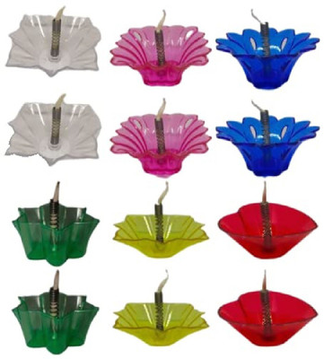 Mora Plastic (Pack of 12) Table Diya Set(Height: 1 inch)