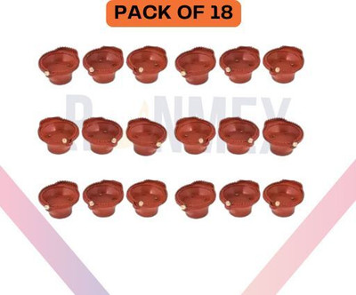 RUNMEX Pack of 18 Battery Operated LED Water Diya – Safe Child Friendly Festival Lamp Plastic (Pack of 18) Table Diya(Height: 1.5 inch)