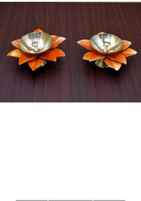 Ashamohar Brass (Pack of 2) Table Diya(Height: 3.5 inch)