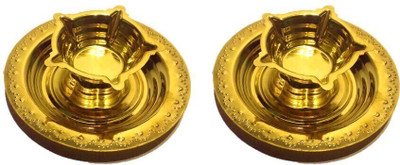 w3rocks 5 Face Large Brass (Pack of 2) Table Diya(Height: 1.5 inch)