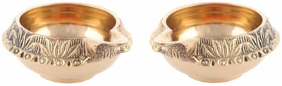 SBBCO Divine Edge Diwali Special Kuber Diya Set Brass (Pack of 2) Table Diya Set(Height: 1 inch)